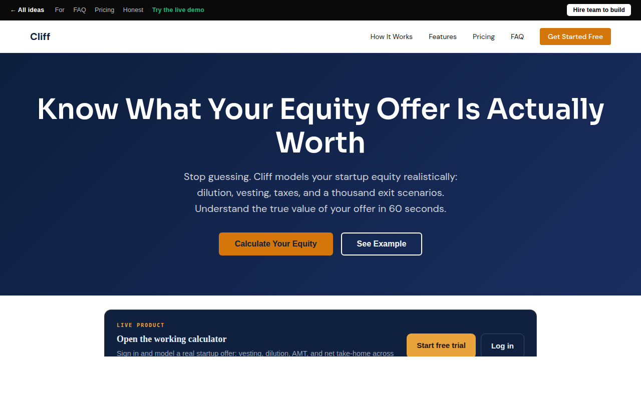 cliff-equity-calculator