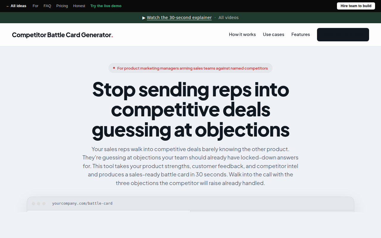 Competitor Battle Card Generator