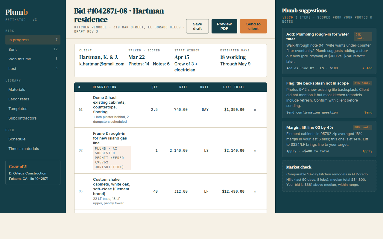 Plumb dashboard preview
