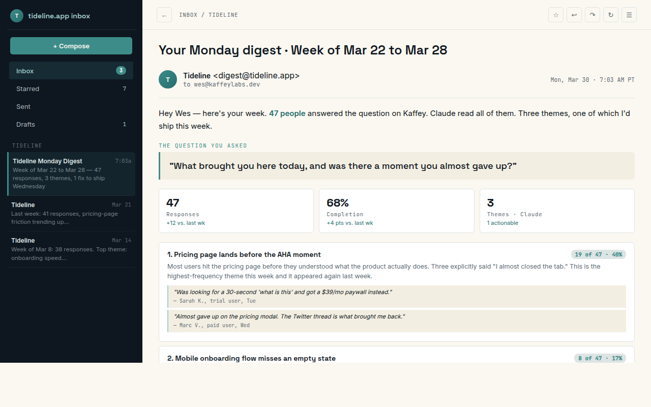 Tideline dashboard preview