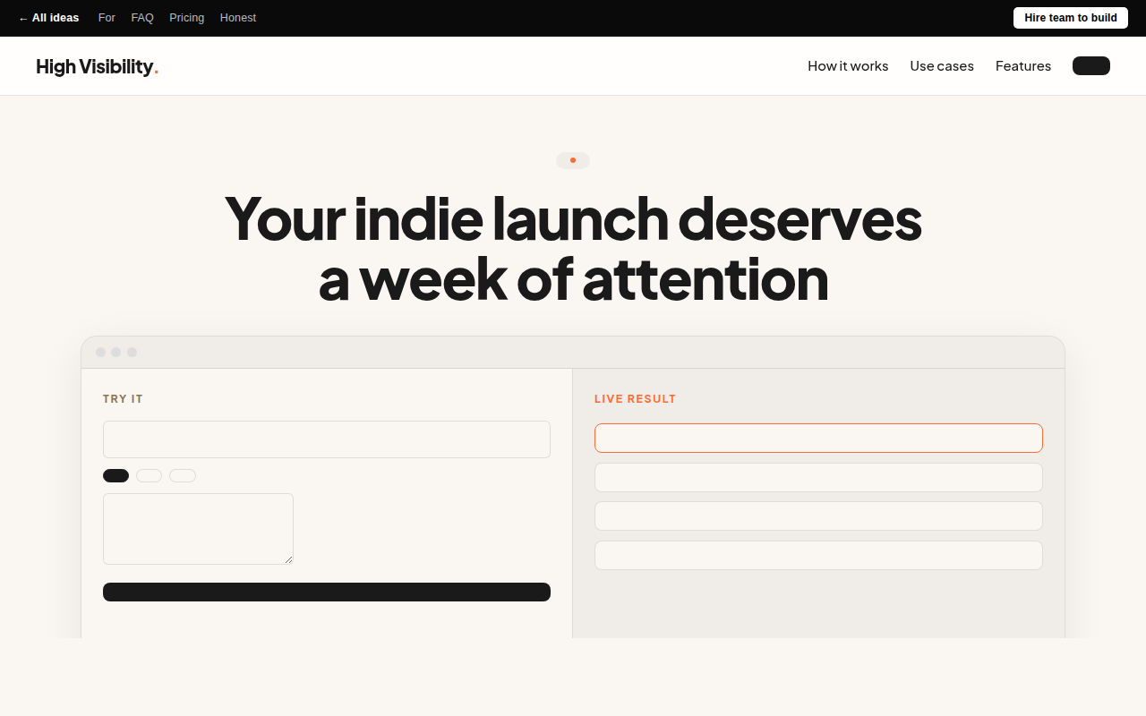 high-visibility-indie-launch-platform