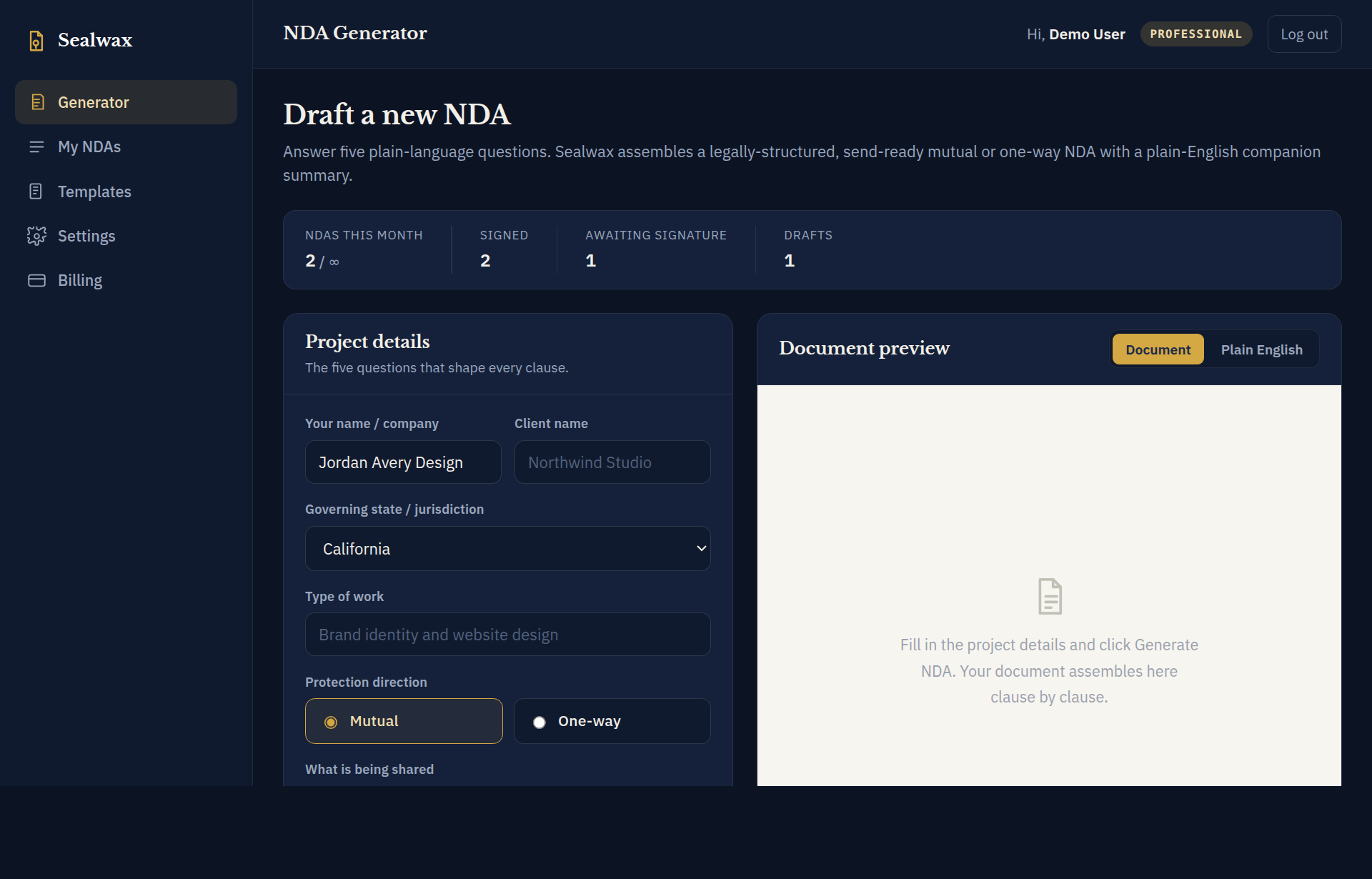 Sealwax dashboard