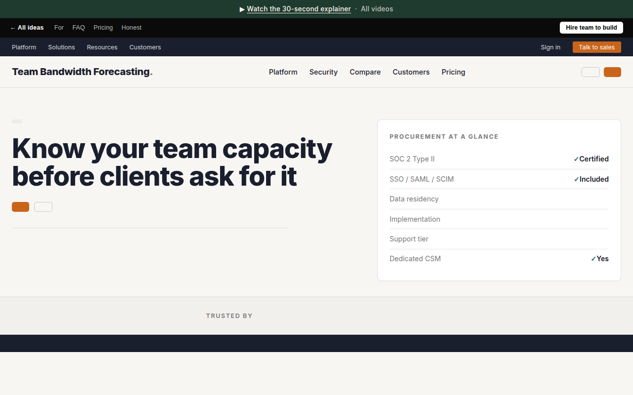 Team Bandwidth Forecasting