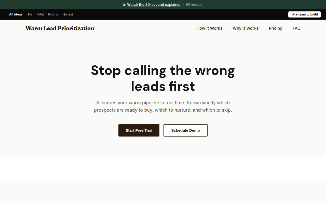 Warm Lead Prioritization AI